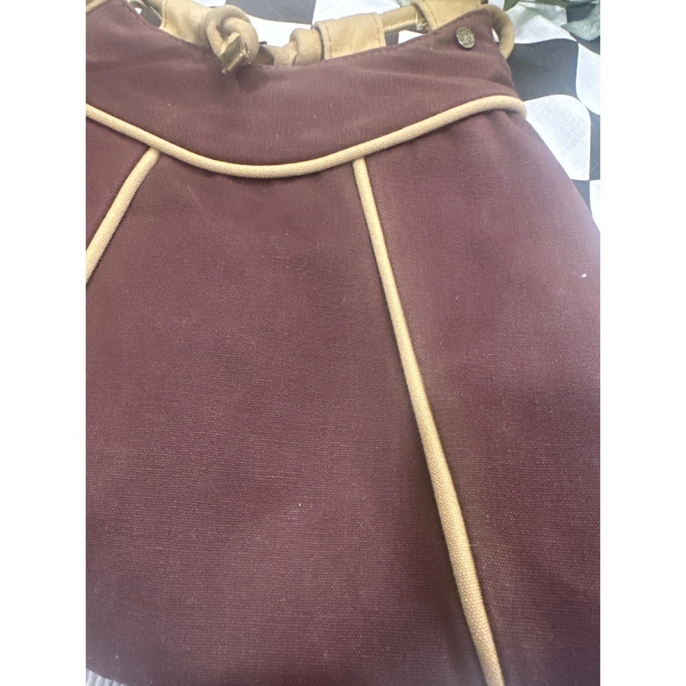FS Originals Brown Canvas Hobo Shoulder Bag With Tan handmade Accents VTG purse - Picture 7 of 7